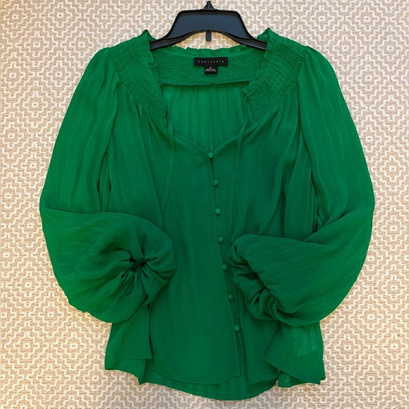SANCTUARY XS breezy smock neck blouse in jelly bean green - Picture 2 of 9